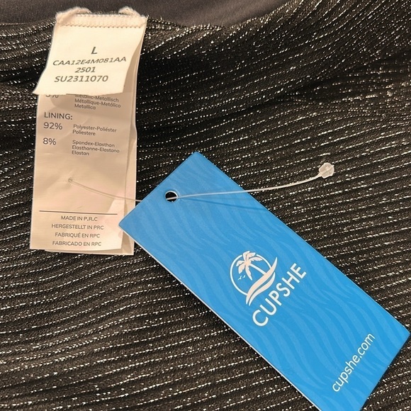 Cupshe Black Moonlit Plunging Monokini Swimsuit Large - Picture 9 of 16